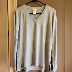 Matty M Women's Sweater Top V-Neck Lightweight Knit Light Blue Size S